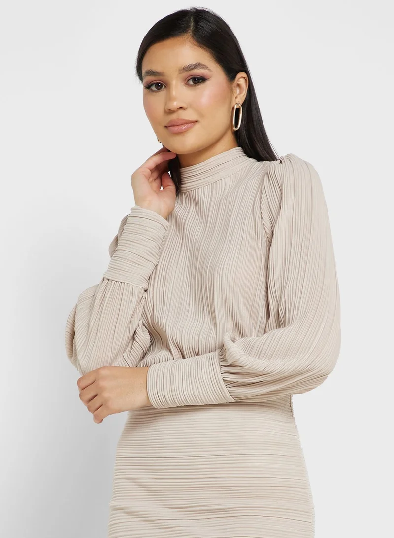 VERO MODA High Neck Puff Sleeve Dress