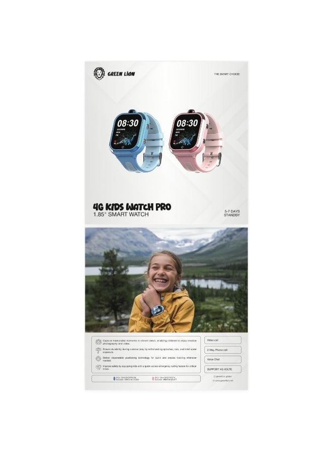 Green Lion 4G Kids Watch Pro with GPS Tracking, Video Call, SOS Alert, Waterproof Design, and 1.85" HD Touch Display - Image 2