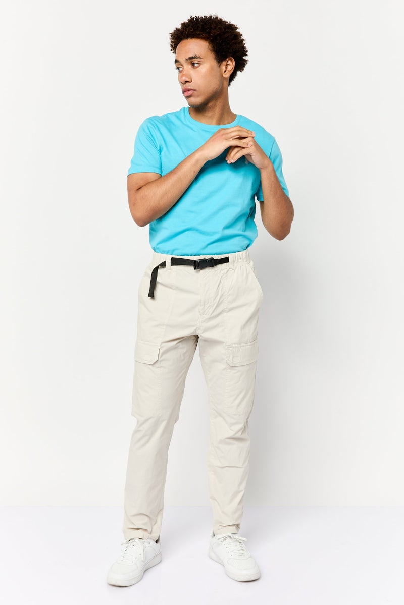 Celio Men Regular Fit Solid Cargo Pants, Beige - Image 2