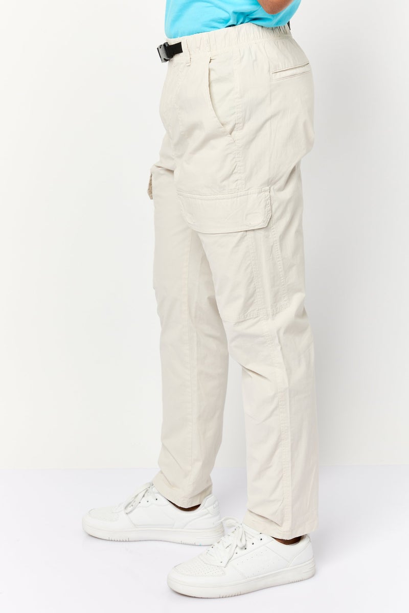 Celio Men Regular Fit Solid Cargo Pants, Beige - Image 3
