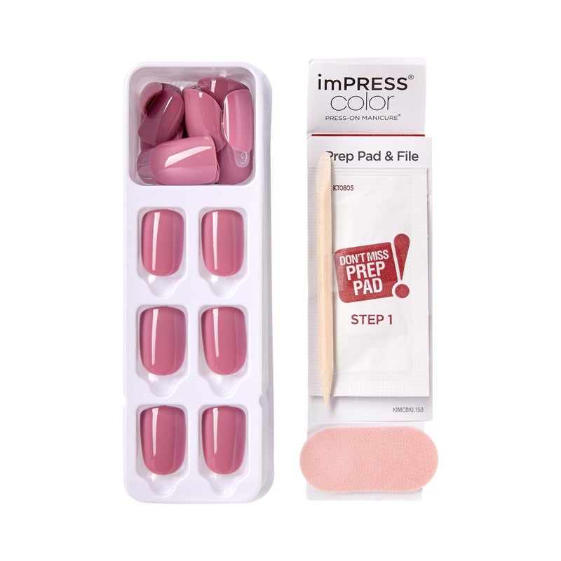 Impress KISS imPRESS No Glue Mani Press On Nails, 'Petal Pink', Pink, Short Size, Squoval Shape, Includes 30 Nails, Prep Pad, Instructions Sheet, 1 Manicure Stick, 1 Mini File - Image 4