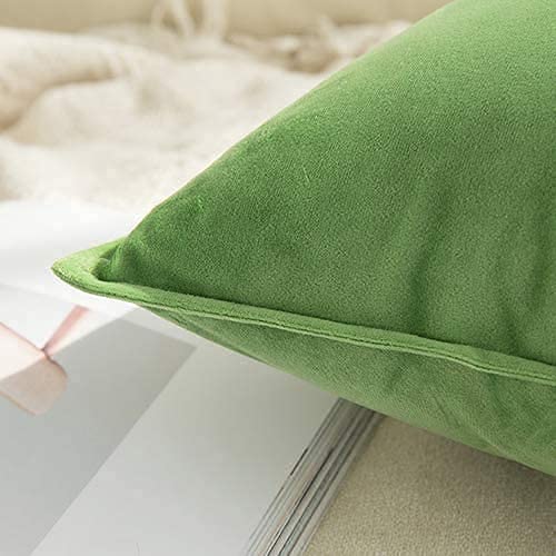 Blue Monkey Soft Velvet Cushion Cover Soft Throw Pillow Cover Pack of 2, Solid Square Cushion Case (18x27, Green) - Image 2