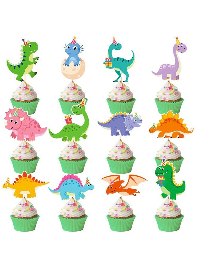 Hxezoc 48 Pieces Dinosaur Cupcake Toppers Baby Cute Colorful Dinosaur Cupcake Picks for Kids Dino Theme Party Baby Shower Birthday Party Decoration Supplies - Image 1