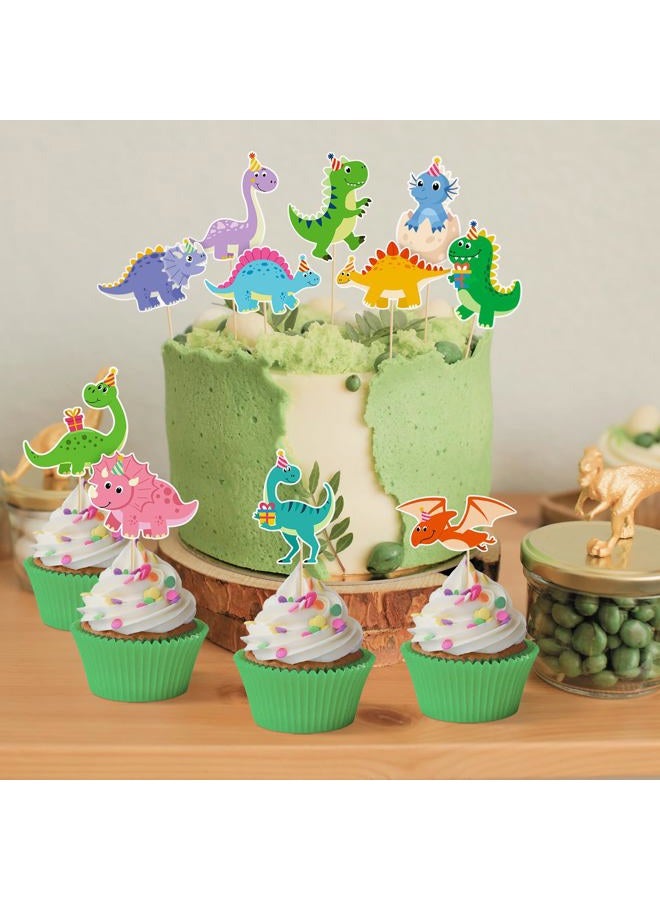 Hxezoc 48 Pieces Dinosaur Cupcake Toppers Baby Cute Colorful Dinosaur Cupcake Picks for Kids Dino Theme Party Baby Shower Birthday Party Decoration Supplies - Image 4