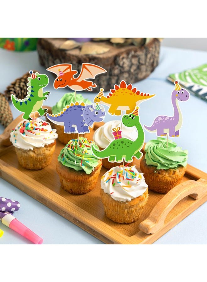 Hxezoc 48 Pieces Dinosaur Cupcake Toppers Baby Cute Colorful Dinosaur Cupcake Picks for Kids Dino Theme Party Baby Shower Birthday Party Decoration Supplies - Image 5