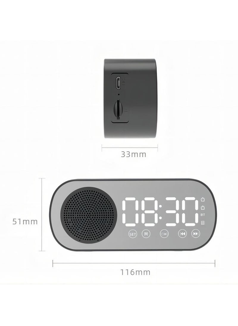 SYOSI - Digital Dual Alarm Clock, Multi Function Rechargeable Bluetooth 5.0 Speaker LED Display Mirror Desk Alarm Clock with FM Radio Support TF Card for Hotel Office Bedroom Travel White - Image 1