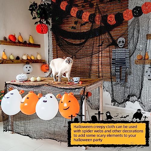 Xgunion Creepy Cloth 6Pcs 30×72inch Black Spooky Scary Gauze Decor Halloween Decorations for Party Indoor Outdoor (4Black + 2White) - Image 5