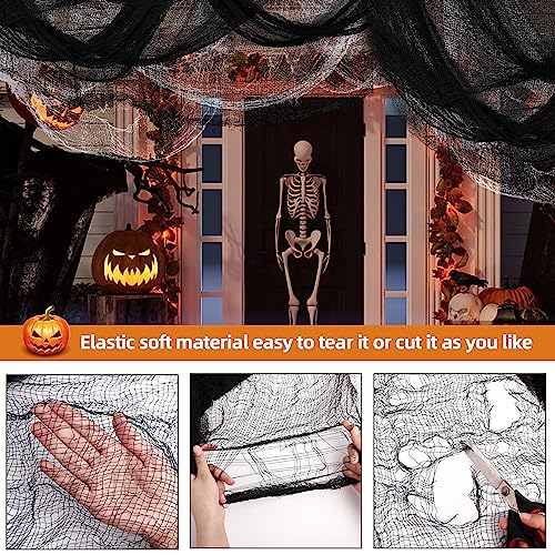 Xgunion Creepy Cloth 6Pcs 30×72inch Black Spooky Scary Gauze Decor Halloween Decorations for Party Indoor Outdoor (4Black + 2White) - Image 3