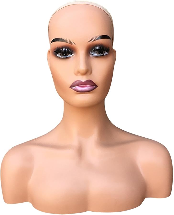 Female Mannequin Head With Shoulder For Wig Hat Jewelry Display Styling Stand Style A - Image 3