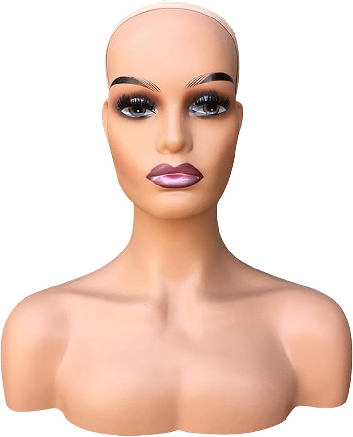 Female Mannequin Head With Shoulder For Wig Hat Jewelry Display Styling Stand Style A - Image 1