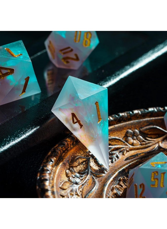 cusdie Frosted Dice Sharp Edges Dnd Dice, 7 Pcs D&D Dice, Handcrafted Polyhedral Dice Set, For Role Playing Game Mtg Pathfinder(Grey)  - Image 4