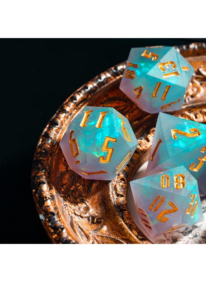 cusdie Frosted Dice Sharp Edges Dnd Dice, 7 Pcs D&D Dice, Handcrafted Polyhedral Dice Set, For Role Playing Game Mtg Pathfinder(Grey)  - Image 5
