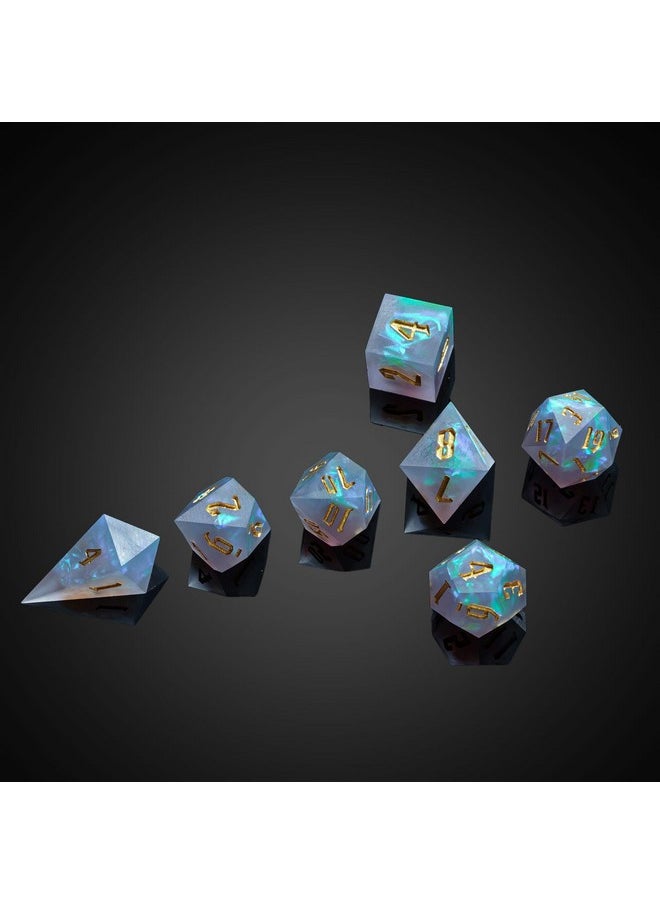 cusdie Frosted Dice Sharp Edges Dnd Dice, 7 Pcs D&D Dice, Handcrafted Polyhedral Dice Set, For Role Playing Game Mtg Pathfinder(Grey)  - Image 2