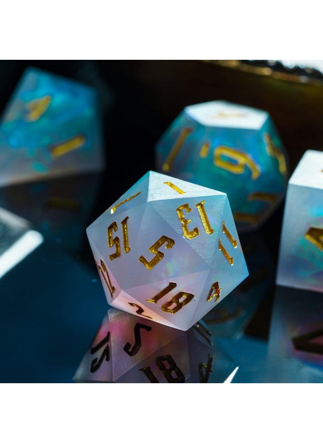 cusdie Frosted Dice Sharp Edges Dnd Dice, 7 Pcs D&D Dice, Handcrafted Polyhedral Dice Set, For Role Playing Game Mtg Pathfinder(Grey)  - Image 3