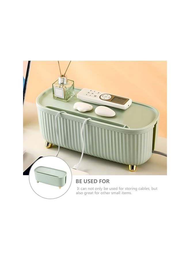 promass Cable Management Box, Insulated Plastic Cable Organizer Box with Lids, Durable Power Strips Chargers Protectors Wire Box, Power Strip Holder for Living Room, Bedside, Office Desk (Green) - Image 4
