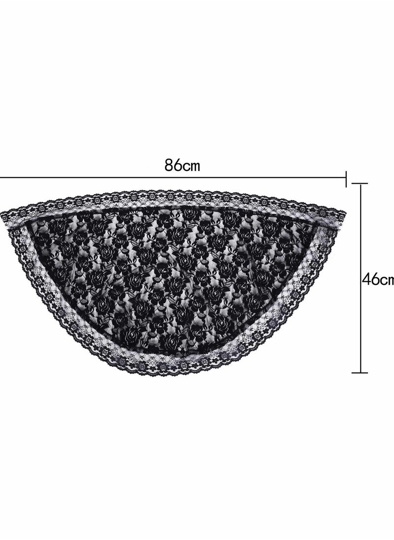 SYOSI - 2 Pieces Floral Lace Veil Head Covering Mantilla Veils Wedding Bridal Veil Headscarf Shawl Short Scarf Wrap Mass Head Cover for Bridal Women Wedding Photography Cosplay Party - Image 1