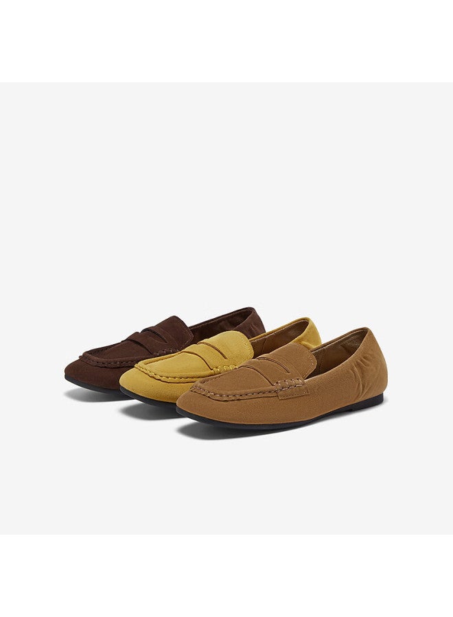 Basto 26 Spring Loafers Retro Commuter Square Toe Women's Flats Uxe01aa6 Camel Size 35 - Image 4