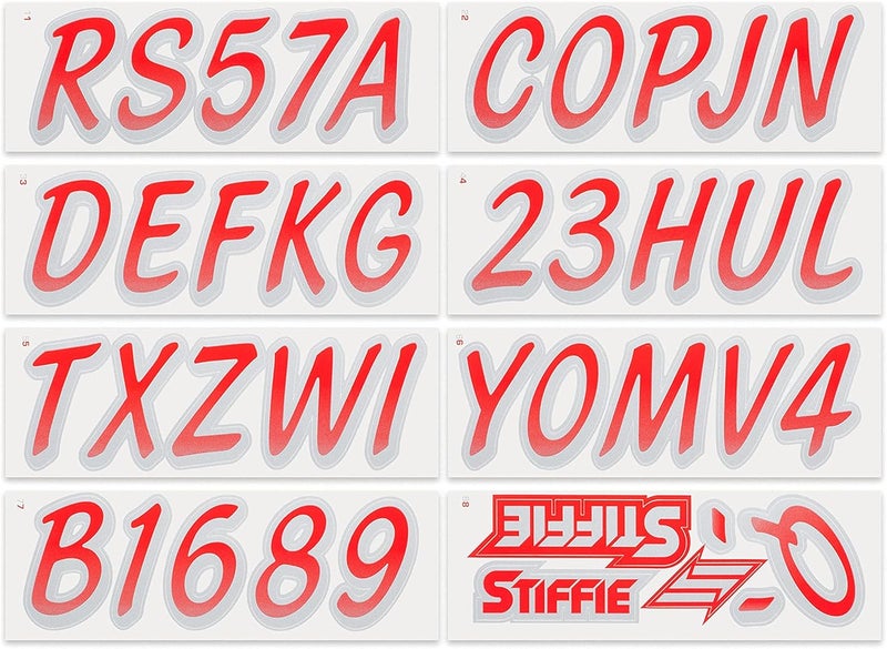Stiffie Whipline Red/Silver 3" Boat & PWC Registration Decals • Numbers Letters Stickers - Image 3