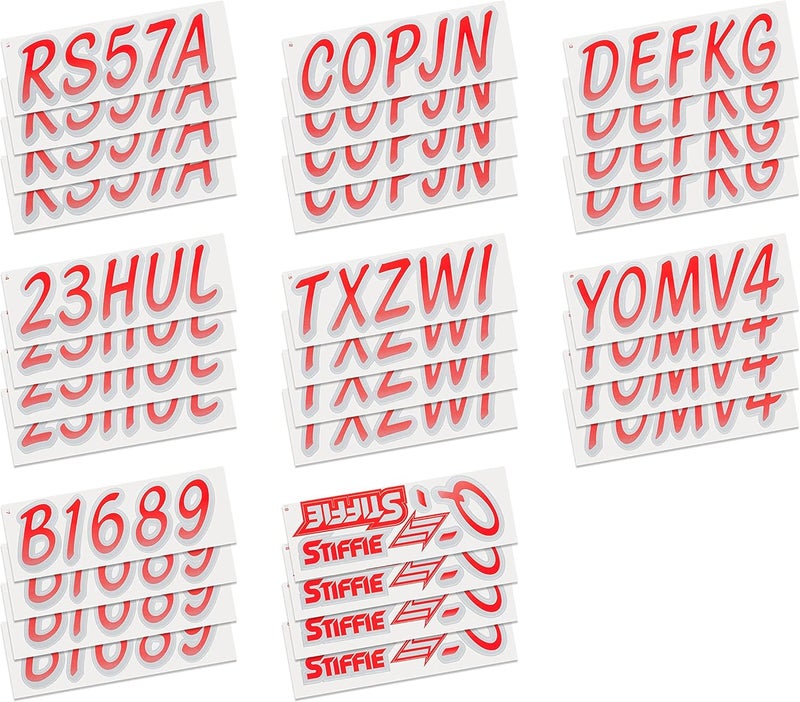 Stiffie Whipline Red/Silver 3" Boat & PWC Registration Decals • Numbers Letters Stickers - Image 4