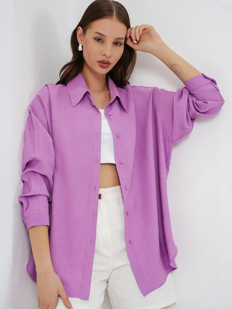 بيغ دارت BDART Oversized Long-Sleeve Button-Up Shirt