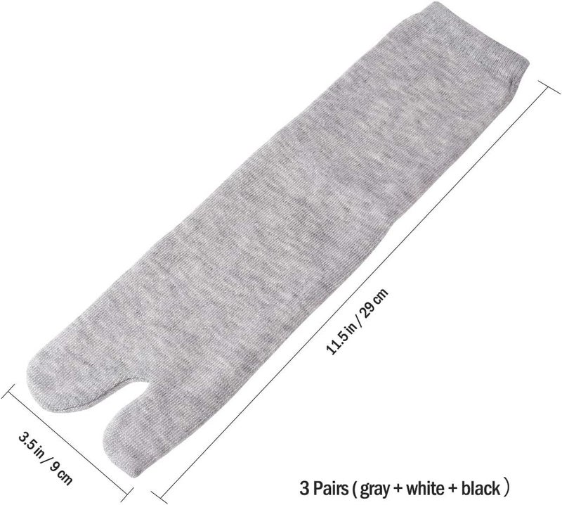 comfrt Elastic Cotton Flip Flop Socks 3 Pairs(White+Grey+Black) - Image 4