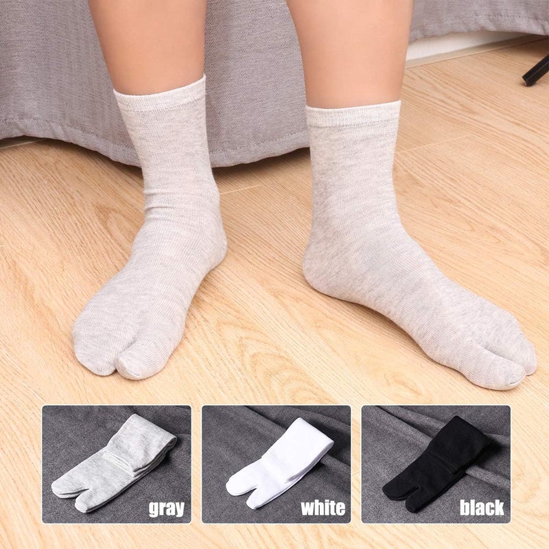 comfrt Elastic Cotton Flip Flop Socks 3 Pairs(White+Grey+Black) - Image 5