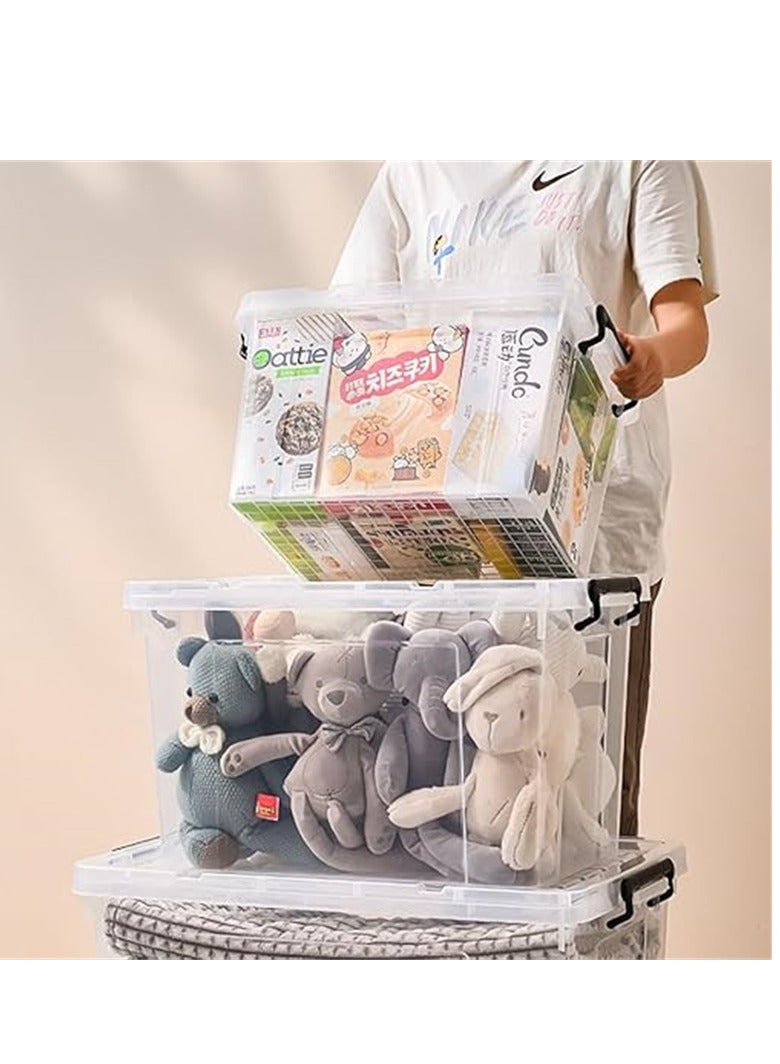 2 Pack Clear Plastic Storage Box, Storage Bins Organizer with Lids, Large Capacity Stackable Transparent Storage Container, Storing Clothes, Shoes, Toys, Books, DVDs, CDs (Transparent, 70L) - Image 3