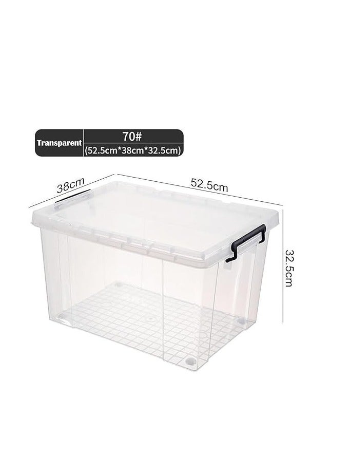 2 Pack Clear Plastic Storage Box, Storage Bins Organizer with Lids, Large Capacity Stackable Transparent Storage Container, Storing Clothes, Shoes, Toys, Books, DVDs, CDs (Transparent, 70L) - Image 5