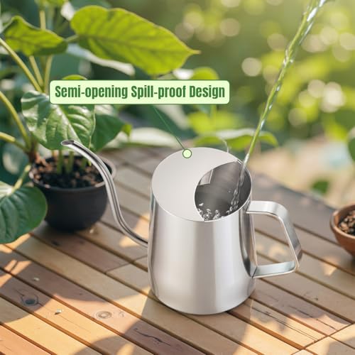 Doseno Watering Can for Indoor Plants, Indoor Watering Can with Long Spout and Handle Rust-Proof 304 Stainless Steel Material (1000ml/34oz) - Image 4