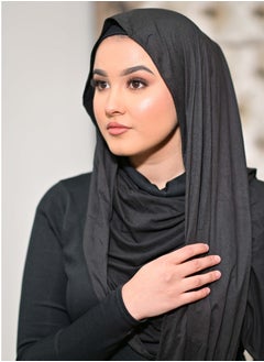 Sky cashmere Premium Jersey Stretch Shailah Hijab Scarf - Black  - Image 1