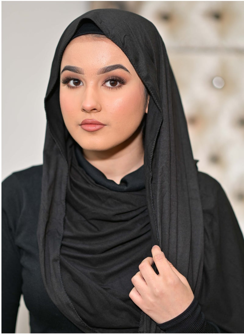 سكاي كشمير  حجاب جيرسي فاخر | أسود  - Image 2