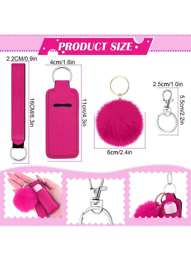 Tudomro Christmas Lip Balm Holder Keychain Set Include Lipstick Holder Colorful Wristlet Keychain Bulk Fluffy Pom Ball Accessory And Metal Keychains For Women Nurse Gift Purse(Candy Color,30 Sets) - Image 4