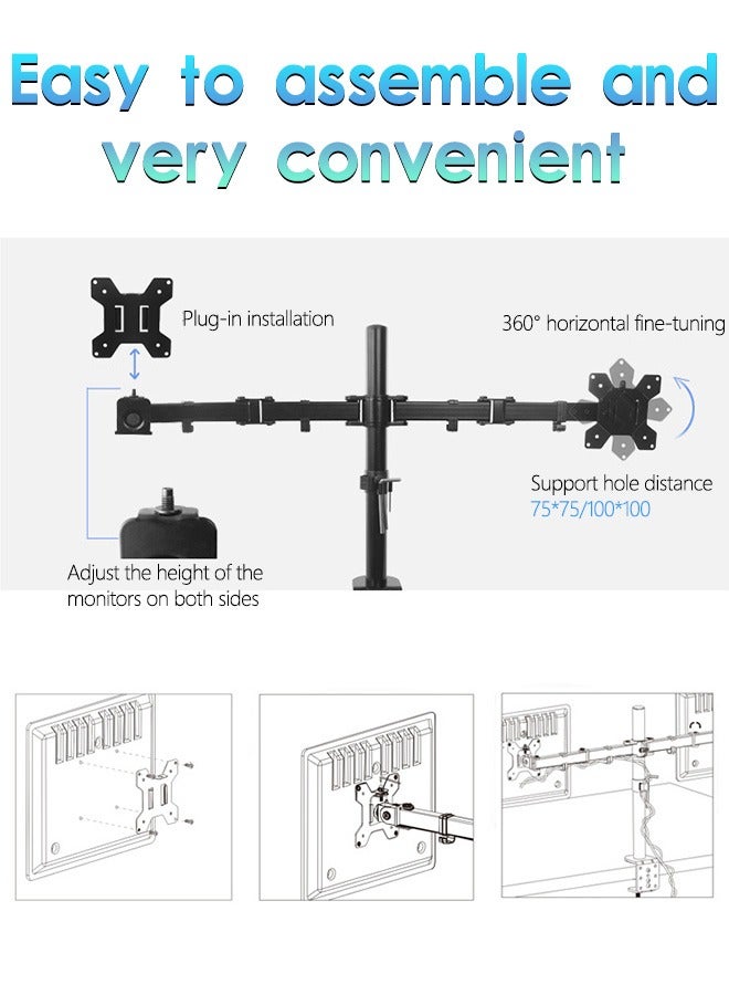 Dual Monitor Mount Stand, Articulating Gas Spring Monitor Arm, Adjustable Monitor Stand, Monitor Desk Mount with Clamp and Grommet Base - Fits 13 to 32 Inch LCD Computer Monitors - Image 5