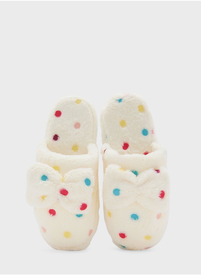 Ginger - Polka Dot Bedrrom Slipper With Bow - Image 1