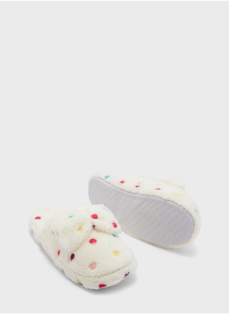 Ginger - Polka Dot Bedrrom Slipper With Bow - Image 1