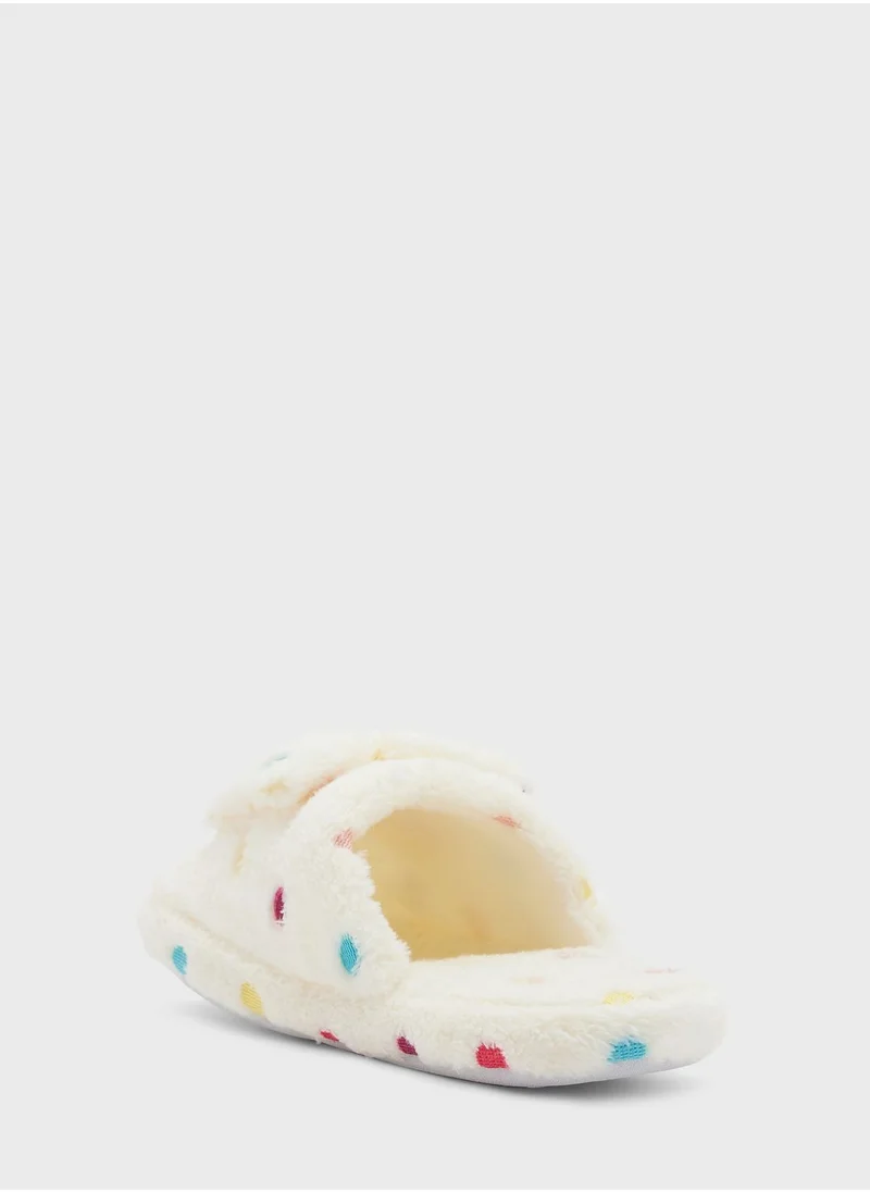 Ginger Polka Dot Bedrrom Slipper With Bow