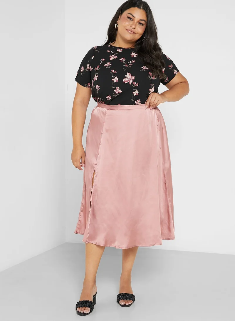 Ella Plus High Waist Side Slit Skirt
