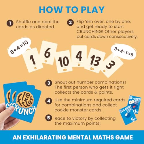 Binca Fletter Crunch Math Card Game for Kids - Fast-Paced Addition & Subtraction Card Game, Mental Math Game for Family Game Night, Gift for Boys & Girls Ages 8, 9, 10, 11, 12 Years (2–4 Players) - Image 5