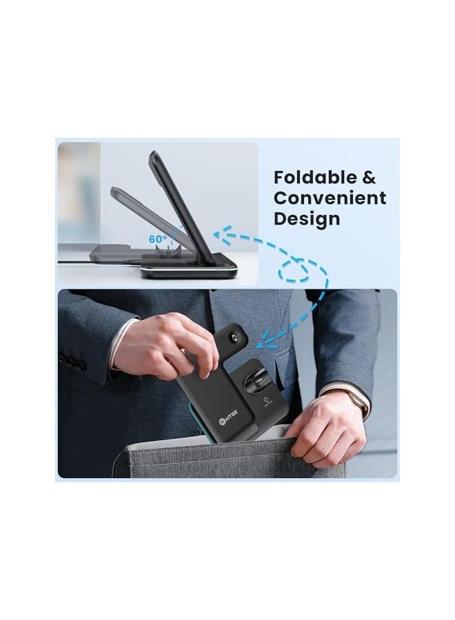 بروماس شاحن لاسلكي 3 في 1، قاعدة شحن سريعة 15 واط - Image 3