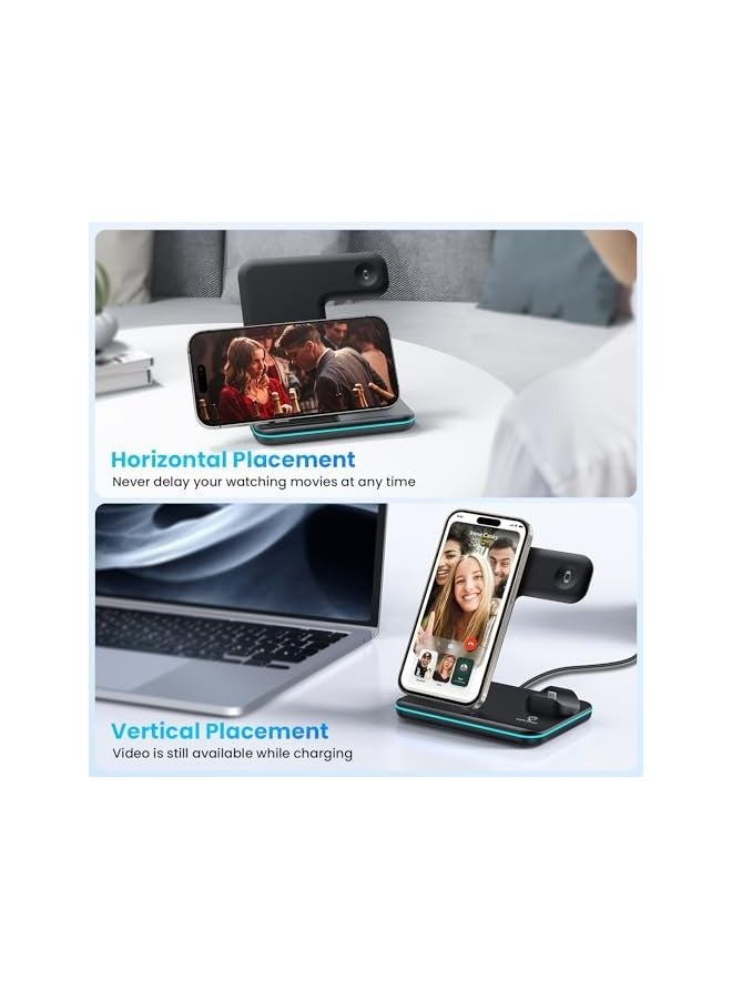 بروماس شاحن لاسلكي 3 في 1، قاعدة شحن سريعة 15 واط - Image 5