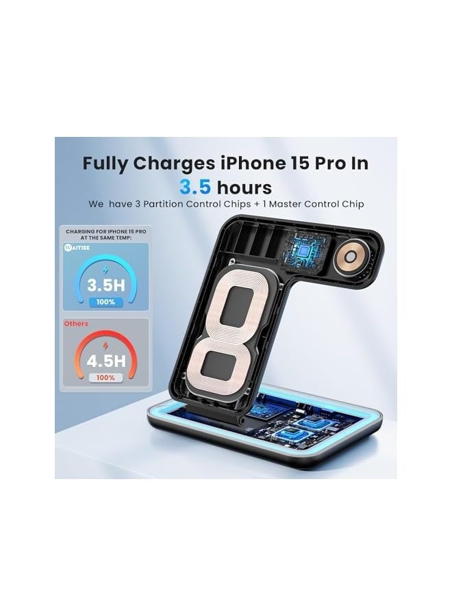 بروماس شاحن لاسلكي 3 في 1، قاعدة شحن سريعة 15 واط - Image 4