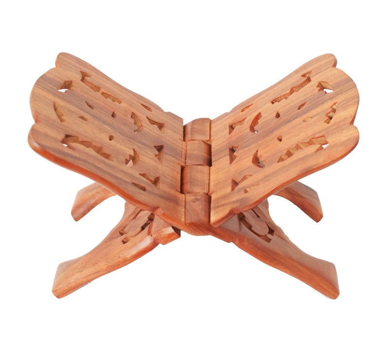 CRAFTCASTLE Wooden Hand Carved Holy Book Stand for Quran, Bible, Bhagavad Gita, Bible, Guru Granth Sahib, or Any Other Religious Books for Reading Rehal Stand (Leaf, 13 Inches) - Image 5