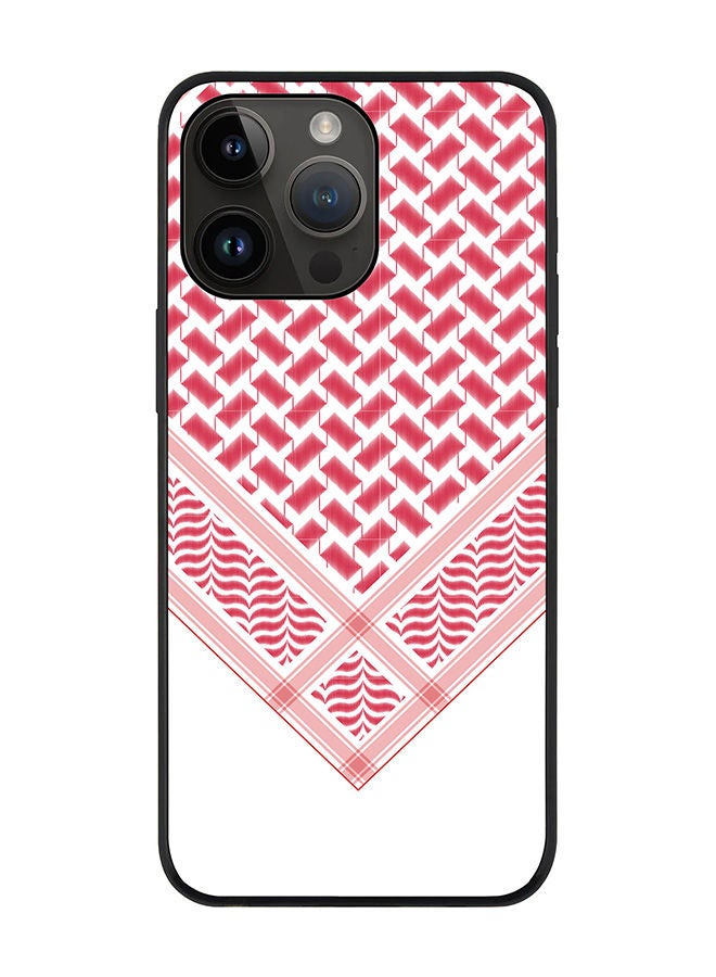 Stylizedd حافظة حواف سوداء متينة لجهاز آبل آيفون 14 برو ماكس، حافظة مرنة من المطاط، مضادة للسقوط، غلاف رقيق - النصر شماغ (أحمر) - Image 1