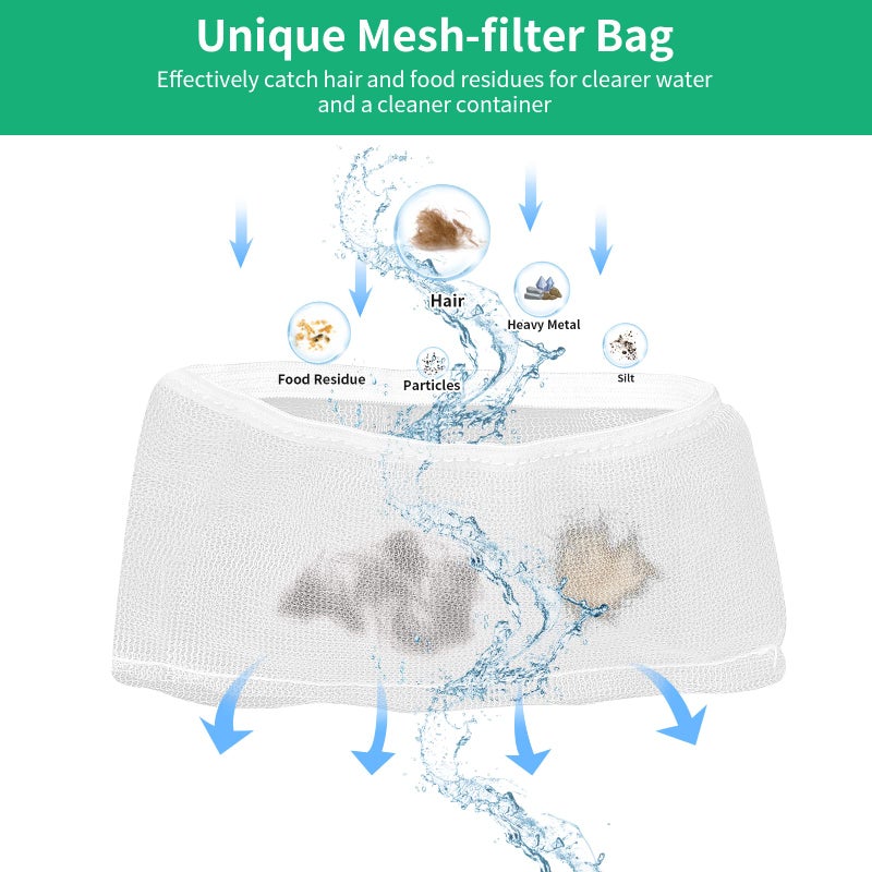 Kastty Replacement Filters for 230oz Dog Water Fountain, Made of Activated Carbon and PP Cotton, Kastty Food Grade Water Fountain Filters, 6pes Filter + 6pes Mesh + 6pes Sponge - Image 4