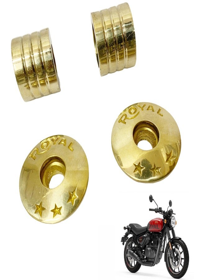 Ozango Bike Antique Desgin Star Logo Handle Bar Weight Handlebar Weight Pure Brass Golden Suitable for RE Hunter 350 - Image 1