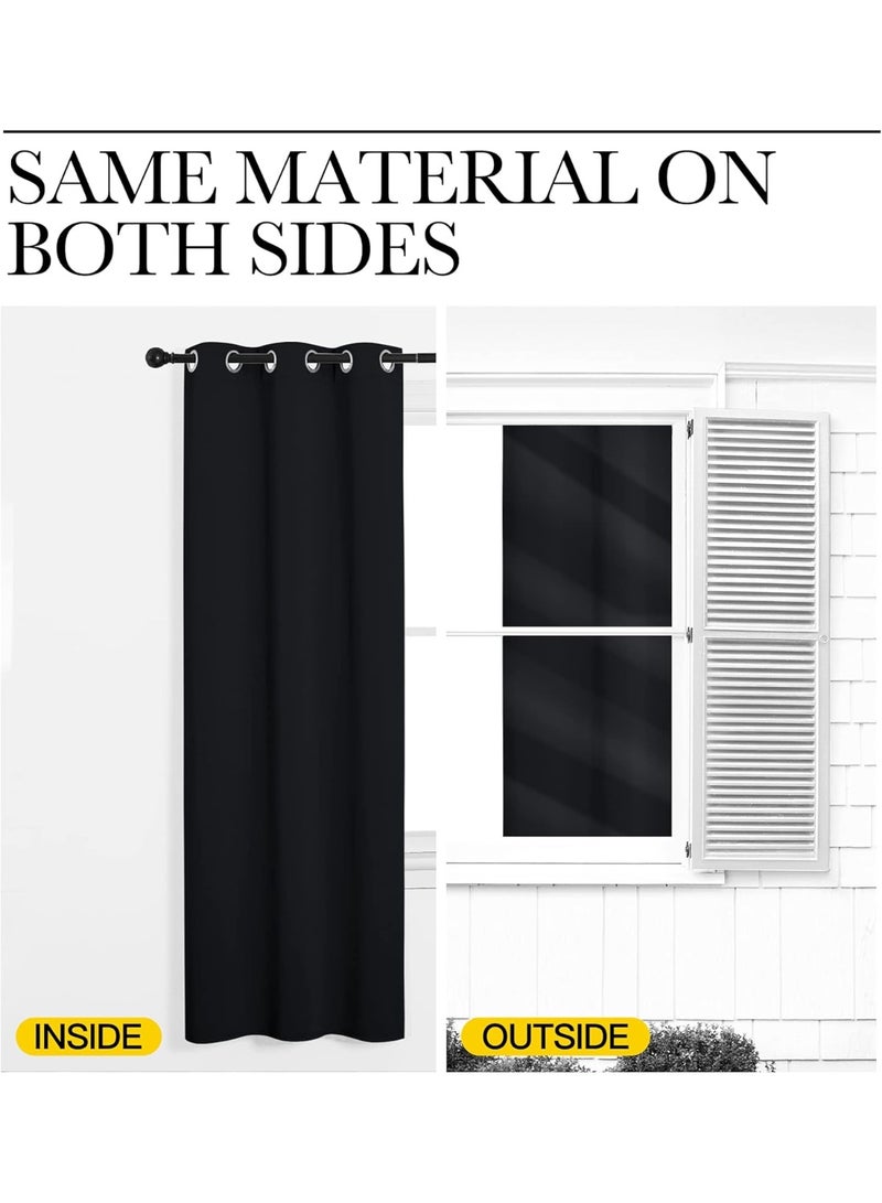 NICETOWN Bathroom Blackout Thermal Curtains and Drapes, Black Solid Thermal Insulated Grommet Blackout Drapery Panels for Window (2 Panels, 34 inches Wide by 72 inches Long, Black) - Image 3