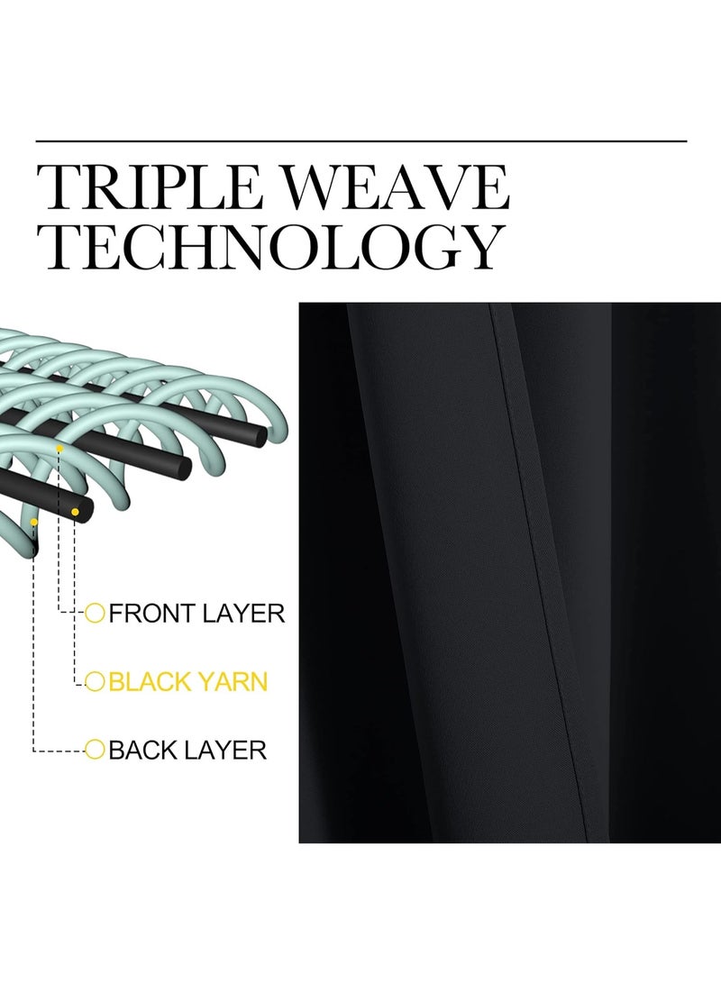 NICETOWN Bathroom Blackout Thermal Curtains and Drapes, Black Solid Thermal Insulated Grommet Blackout Drapery Panels for Window (2 Panels, 34 inches Wide by 72 inches Long, Black) - Image 4