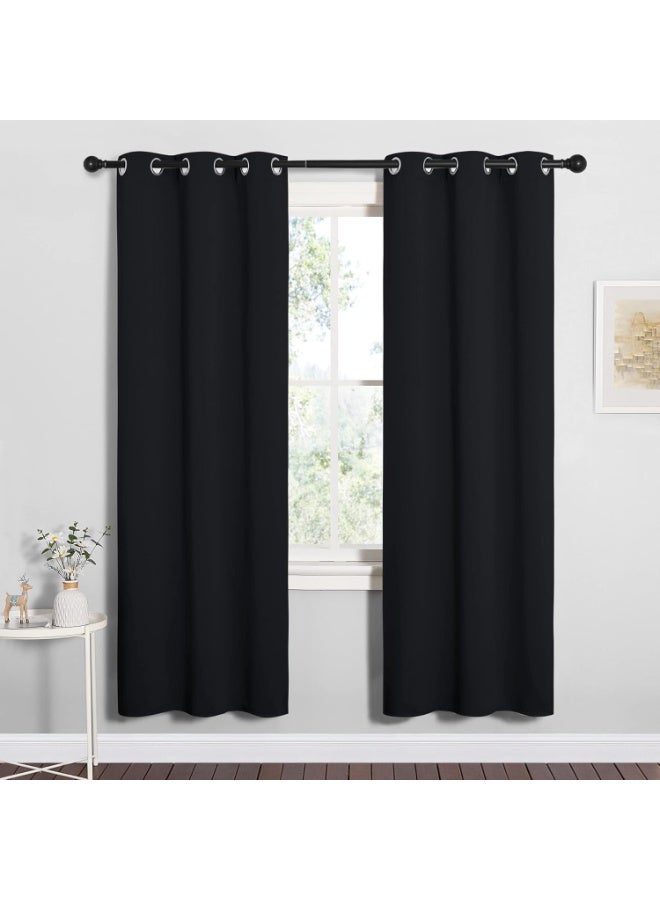 NICETOWN Bathroom Blackout Thermal Curtains and Drapes, Black Solid Thermal Insulated Grommet Blackout Drapery Panels for Window (2 Panels, 34 inches Wide by 72 inches Long, Black) - Image 5
