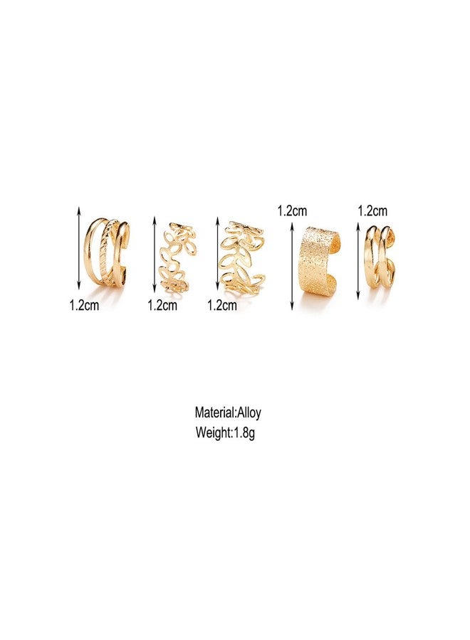 MIFYNN مجموعة أقراط أذن ذهبية من MIFYNN مكونة من 5 قطع للنساء، بدون ثقب، أقراط بمشبك، أقراط حلقية، أقراط غضروفية، مجوهرات قابلة للتكديس للنساء (ذهبي) - Image 5