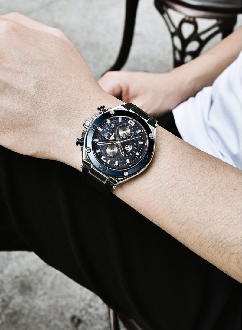 BENYAR Quartz Men's Watches, Sports Chronograph, Waterproof, Belt, Fashionable And Versatile, 45MM Stainless Steel Frame, BY 5151 - Image 4